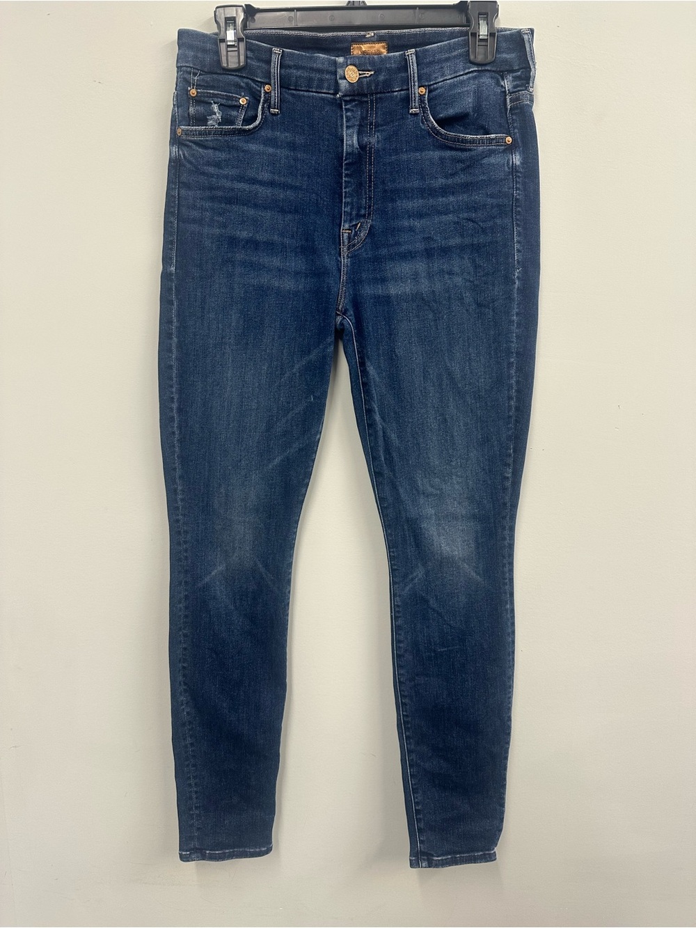 MOTHER Indigo Skinny Jeans with Faded Wash